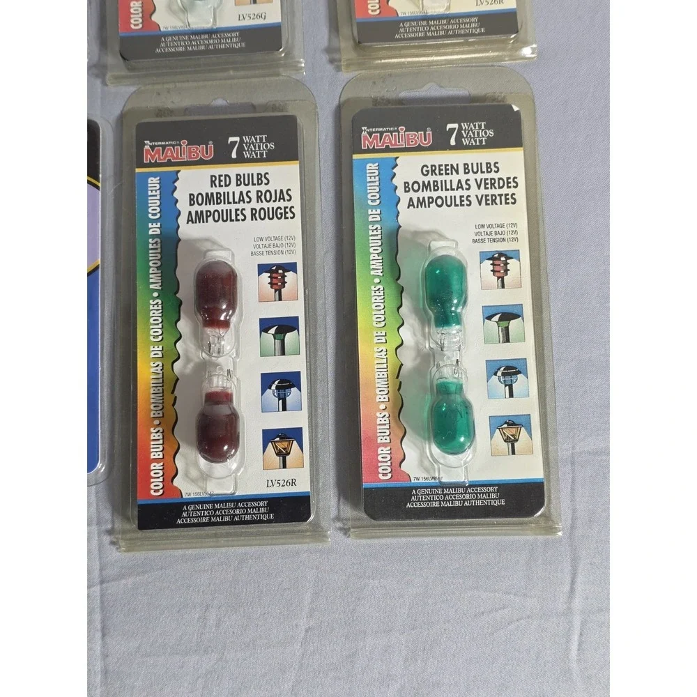 6 New Malibu Wedge Base Light Bulbs Christmas Green/ Red Outdoor Replacement